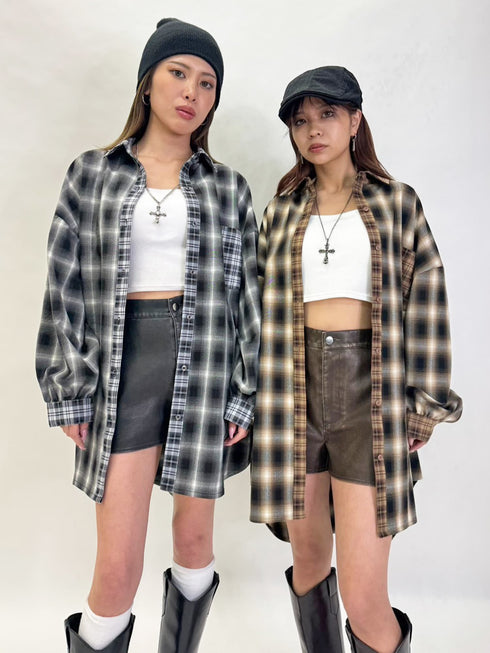 2パターンチェックオーバーシャツ